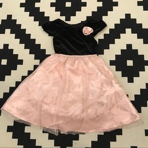 Jona Michelle Sz5 Black Velvet & Pink Dress